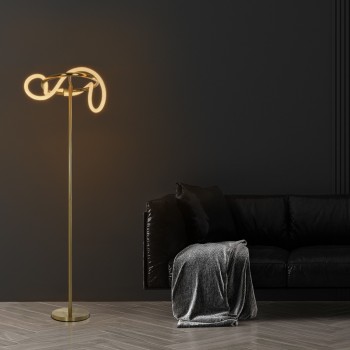 kelvo® GLOW KLV-101-0174 Επιδαπέδιο Φωτιστικό LED 30W 3000lm 360° AC 220-240V IP20 Ρυθμιζόμενο Λευκό CCT με Αφή 2700K/4500K/6000K Dimmable - Lumileds SMD Chip - Χρυσό Πλατίνα - Μ45 x Π45 x Υ160cm - 3 Χρόνια Εγγύηση