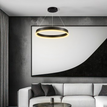 kelvo® VENOM KLV-101-0187 Κρεμαστό Φωτιστικό Οροφής LED 45W 4500lm 120° AC 220-240V IP20 Ρυθμιζόμενο Λευκό CCT με Χειριστήριο από 2700K έως 6000K Dimmable - Lumileds SMD Chip - Μαύρο Ματ - Μ60 x Π60 x Υ6.5cm - 3 Χρόνια Εγγύηση