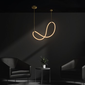 kelvo® GLOW KLV-101-0156 Κρεμαστό Φωτιστικό Οροφής LED 34W 3400lm 360° AC 220-240V IP20 Ρυθμιζόμενο Λευκό CCT με Χειριστήριο από 2700K έως 6000K Dimmable - Lumileds SMD Chip - Χρυσό Πλατίνα - Μ20 x Π35 x Υ120cm - 3 Χρόνια Εγγύηση