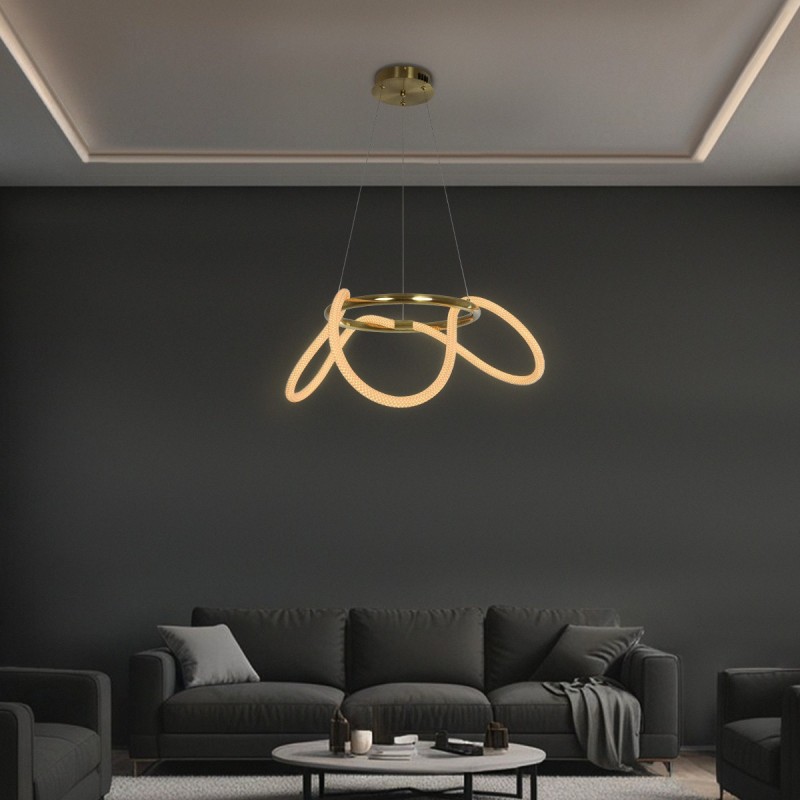 kelvo® GLOW KLV-101-0162 Κρεμαστό Φωτιστικό Οροφής LED 36W 3600lm 360° AC 220-240V IP20 Ρυθμιζόμενο Λευκό CCT με Χειριστήριο από 2700K έως 6000K Dimmable - Lumileds SMD Chip - Χρυσό Πλατίνα - Μ70 x Π70 x Υ40cm - 3 Χρόνια Εγγύηση