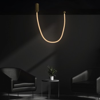 kelvo® GLOW KLV-101-0155 Κρεμαστό Φωτιστικό Οροφής LED 27W 2700lm 360° AC 220-240V IP20 Ρυθμιζόμενο Λευκό CCT με Χειριστήριο από 2700K έως 6000K Dimmable - Lumileds SMD Chip - Χρυσό Πλατίνα - Μ90 x Π9 x Υ95cm - 3 Χρόνια Εγγύηση