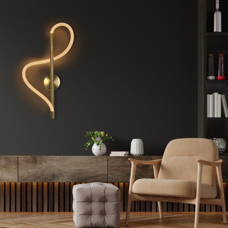 kelvo® GLOW KLV-101-0168 Φωτιστικό Τοίχου / Απλίκα LED 24W 2400lm 360° AC 220-240V IP20 Ρυθμιζόμενο Λευκό CCT με On/Off 2700K/4500K/6000K - Lumileds SMD Chip - Χρυσό Πλατίνα - Μ30 x Π15 x Υ70cm - 3 Χρόνια Εγγύηση