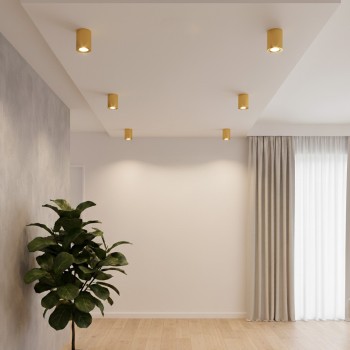 kelvo® AKIRA KLV-101-0027 Κινούμενο Φωτιστικό Downlight Σποτ για Λάμπα MR16 με Ντουί GU10 AC 220-240V IP20 - Χρυσό Βούρτσας - Μ8 x Π8 x Υ10cm