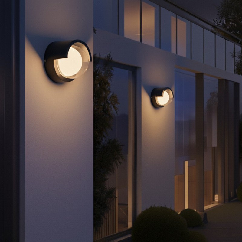 kelvo® NEXA KLV-101-0252 Φωτιστικό Τοίχου / Απλίκα LED 6W 600lm 180° AC 220-240V Αδιάβροχο IP65 Θερμό Λευκό 2700K - Sanan SMD Chip & TÜV SÜD Driver - Μαύρο Ματ - Μ11 x Π9 x Υ11cm - 5 Χρόνια Εγγύηση