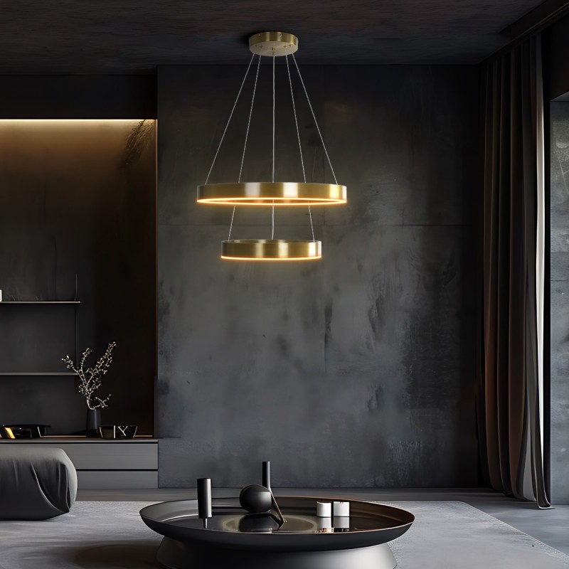 kelvo® VENOM KLV-101-0198 Κρεμαστό Φωτιστικό Οροφής LED 75W 7500lm 120° AC 220-240V IP20 Ρυθμιζόμενο Λευκό CCT με Χειριστήριο από 2700K έως 6000K Dimmable - Lumileds SMD Chip - Χρυσό Πλατίνα - Μ60 x Π60 x Υ40cm - 3 Χρόνια Εγγύηση