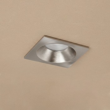 kelvo® EPSILON KLV-101-0049 Χωνευτό Φωτιστικό Downlight Σποτ Μπάνιου για Λάμπα MR16 με Ντουί GU10 AC 220-240V Αδιάβροχο IP65 - Νίκελ Βούρτσας - Μ8.5 x Π8.5 x Υ4.4cm / Q7.5cm x 7.5cm