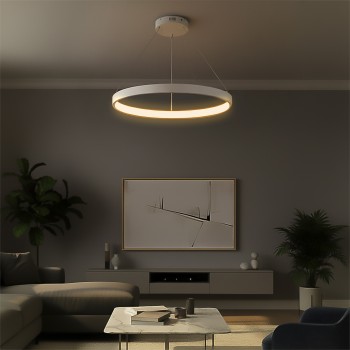 kelvo® NEMESIS KLV-101-0212 Κρεμαστό Φωτιστικό Οροφής LED 67W 6700lm 180° AC 220-240V IP20 Ρυθμιζόμενο Λευκό CCT με Χειριστήριο από 2700K έως 6000K Dimmable - Lumileds SMD Chip - Λευκό Ματ - Μ80 x Π80 x Υ4cm - 3 Χρόνια Εγγύηση