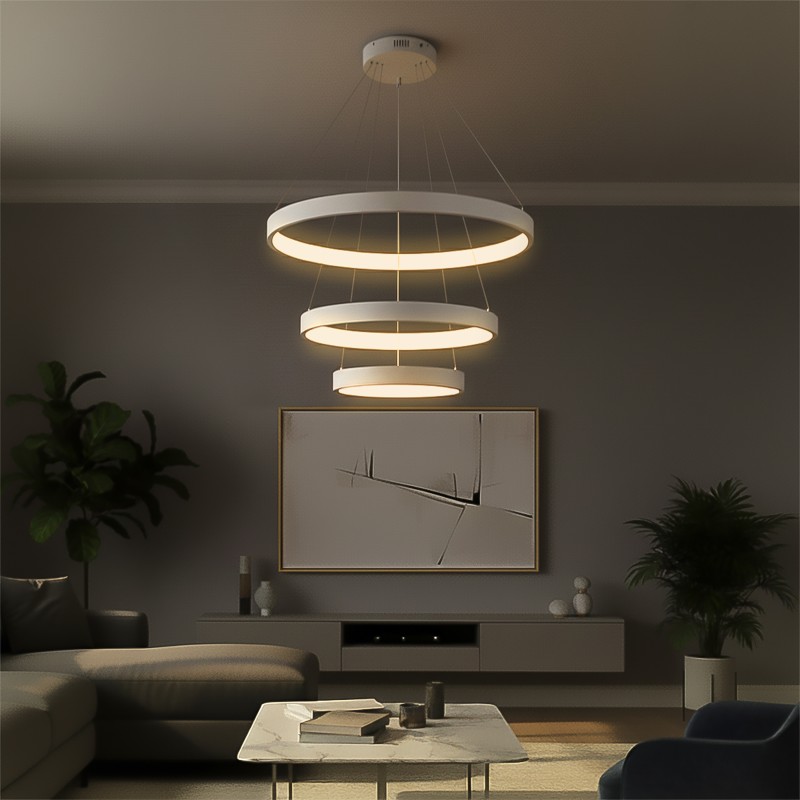 kelvo® NEMESIS KLV-101-0218 Κρεμαστό Φωτιστικό Οροφής LED 100W 10000lm 180° AC 220-240V IP20 Ρυθμιζόμενο Λευκό CCT με Χειριστήριο από 2700K έως 6000K Dimmable - Lumileds SMD Chip - Λευκό Ματ - Μ60 x Π60 x Υ60cm - 3 Χρόνια Εγγύηση