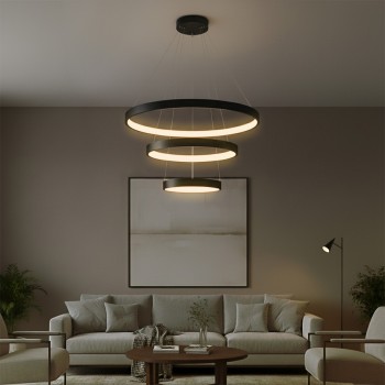 kelvo® NEMESIS KLV-101-0217 Κρεμαστό Φωτιστικό Οροφής LED 100W 10000lm 180° AC 220-240V IP20 Ρυθμιζόμενο Λευκό CCT με Χειριστήριο από 2700K έως 6000K Dimmable - Lumileds SMD Chip - Μαύρο Ματ - Μ60 x Π60 x Υ60cm - 3 Χρόνια Εγγύηση