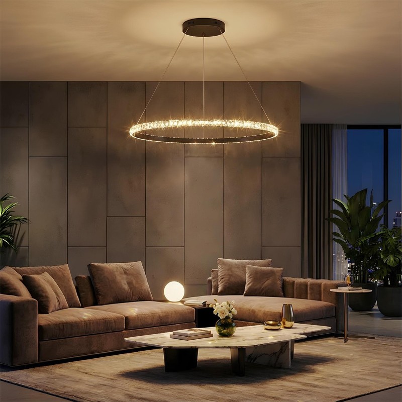 kelvo® DIAMOND KLV-101-0231 Κρεμαστό Φωτιστικό Οροφής LED 67W 6700lm 180° AC 220-240V IP20 Ρυθμιζόμενο Λευκό CCT με Χειριστήριο από 2700K έως 6000K Dimmable - Lumileds SMD Chip - Μαύρο Ματ - Μ80 x Π80 x Υ3cm - 3 Χρόνια Εγγύηση