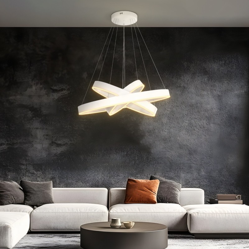 kelvo® VENOM KLV-101-0200-V2 Κρεμαστό Φωτιστικό Οροφής LED 120W 12000lm 120° AC 220-240V IP20 Ρυθμιζόμενο Λευκό CCT με Χειριστήριο από 2700K έως 6000K Dimmable - Lumileds SMD Chip - Λευκό Ματ - Μ80 x Π80 x Υ80cm - 3 Χρόνια Εγγύηση