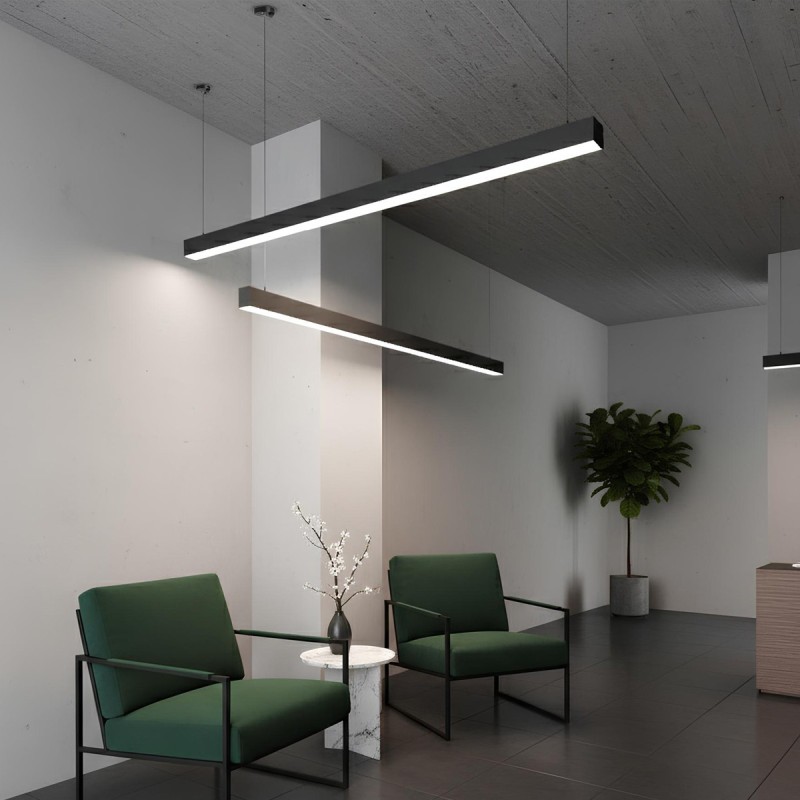 kelvo® ORION KLV-101-0362 Κρεμαστό Γραμμικό Φωτιστικό Οροφής LED 72W 7200lm 120° AC 220-240V IP20 Ρυθμιζόμενο Λευκό CCT με Χειριστήριο από 2700K έως 6000K Dimmable - Lumileds SMD Chip - Μαύρο Ματ - Μ120 x Π5 x Υ7.5cm - 3 Χρόνια Εγγύηση