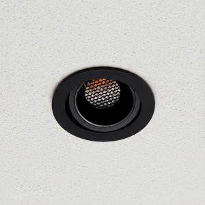 kelvo® LEO KLV-101-0311 Χωνευτό Κινούμενο Φωτιστικό Downlight Σποτ με Honeycomb Anti-Glare Reflector LED 10W 1250lm 38° AC 220-240V IP20 Θερμό Λευκό 2700K - Bridgelux COB Chip & TÜV SÜD Driver - Μαύρο Ματ - Μ8.5 x Π8.5 x Υ6.6cm / Q7.5cm - 5 Χρόνια Εγγ