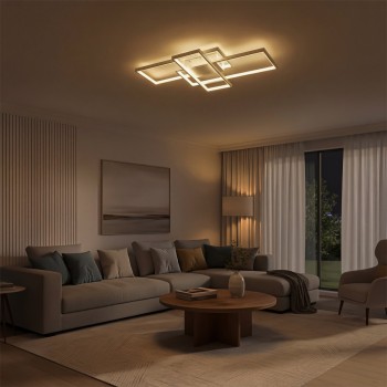 kelvo® QUADRA KLV-101-0294 Φωτιστικό Οροφής LED 100W 10000lm 120° AC 220-240V IP20 Ρυθμιζόμενο Λευκό CCT με Χειριστήριο από 2700K έως 6000K Dimmable - Lumileds SMD Chip - Λευκό Ματ - Μ85 x Π45 x Υ9cm - 3 Χρόνια Εγγύηση