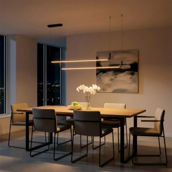 kelvo® LINARIA KLV-101-0258 Κρεμαστό Φωτιστικό Οροφής LED 72W 7200lm 180° AC 220-240V IP20 Ρυθμιζόμενο Λευκό CCT με Χειριστήριο από 2700K έως 6000K Dimmable - Lumileds SMD Chip - Μαύρο Ματ - Μ130 x Π4 x Υ25cm - 3 Χρόνια Εγγύηση