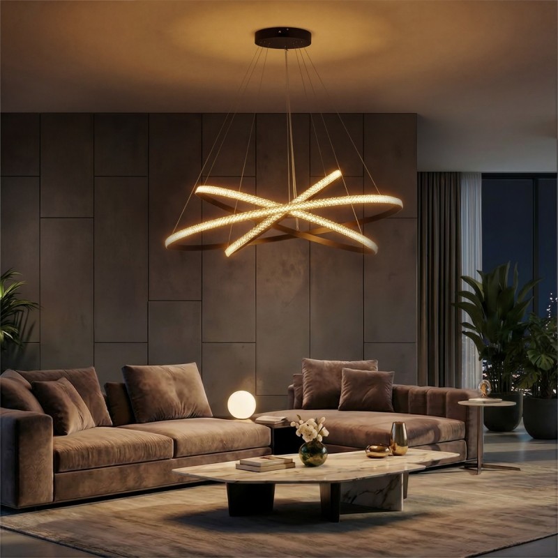 kelvo® DIAMOND KLV-101-0241-V2 Κρεμαστό Φωτιστικό Οροφής LED 150W 15000lm 180° AC 220-240V IP20 Ρυθμιζόμενο Λευκό CCT με Χειριστήριο από 2700K έως 6000K Dimmable - Lumileds SMD Chip - Μαύρο Ματ - Μ100 x Π100 x Υ100cm - 3 Χρόνια Εγγύηση