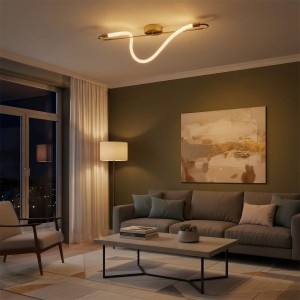 kelvo® GLOW KLV-101-0169-V2 Φωτιστικό Οροφής LED 18W 1800lm 360° AC 220-240V IP20 Ρυθμιζόμενο Λευκό CCT με On/Off 2700K/4500K/6000K - Lumileds SMD Chip - Χρυσό Πλατίνα - Μ30 x Π15 x Υ70cm - 3 Χρόνια Εγγύηση