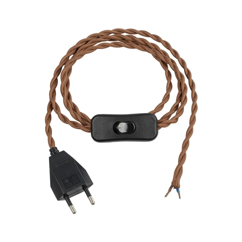 GLOBOSTAR® WHIP 77673 Μοντέρνο DIY Πλεκτό Καλώδιο με Διακόπτη On/Off AC 220-240V IP20 - Καφέ & Μαύρο - Μ150 x Π2.7 x Υ1.9cm