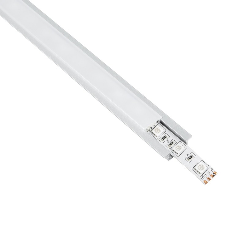GLOBOSTAR® ALP-LINEAR RECCA 70807-1M Χωνευτό Προφίλ Αλουμινίου με Λευκό Γαλακτερό Πατητό Κάλυμμα για Ταινίες LED IP20 - Ασημί & Λευκό - Μ102 x Π2.2 x Υ0.8cm