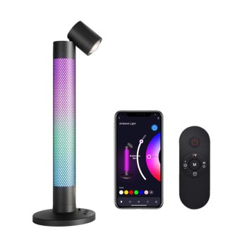 GLOBOSTAR® DESTINY GLB-106-0019 Επιτραπέζιο Φωτιστικό Πορτατίφ με RF Ασύρματο Χειριστήριο & Λειτουργία μέσω WiFi APP LED 10W 600lm 180° AC 220-240V IP20 Πολύχρωμο RGB Dimmable - Sanan SMD Chip - Μαύρο - Μ14 x Π14 x Υ40.5cm - 2 Χρόνια Εγγύηση