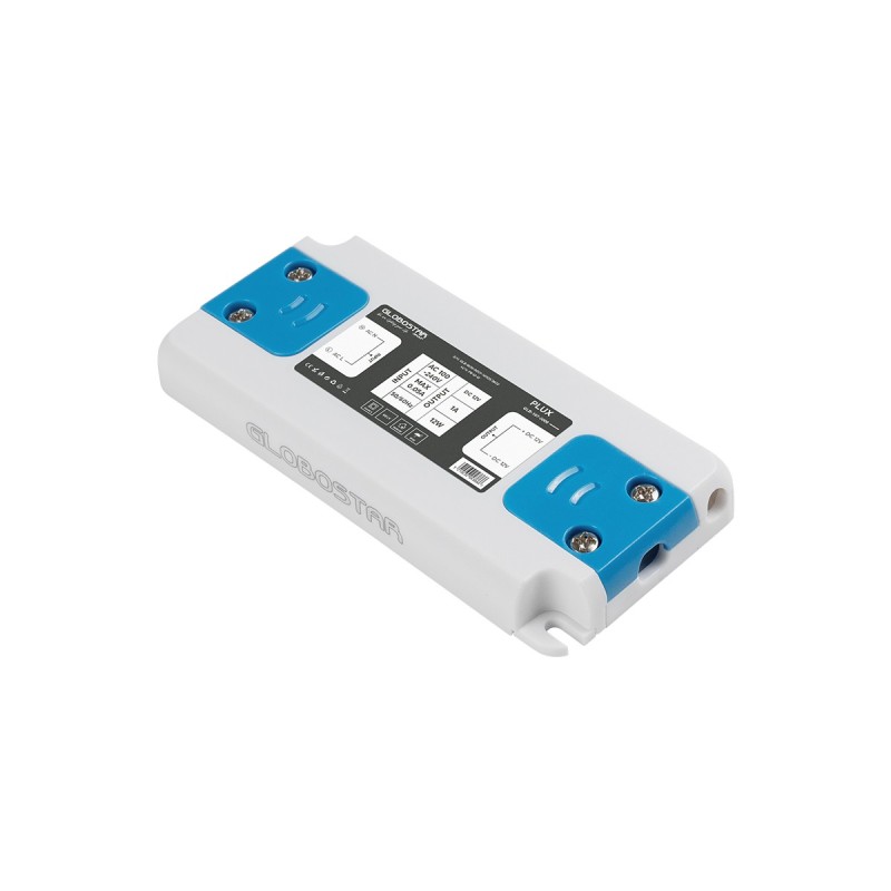 GLOBOSTAR® PLUX GLB-107-0009 Τροφοδοτικό/Μετασχηματιστής Class II SELV 12W 1A AC 220-240V σε DC 12V IP20 - Λευκό Ματ - Μ9.9 x Π4.6 x Υ1.1cm - 3 Χρόνια Εγγύηση