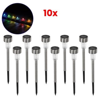 GLOBOSTAR® SOLARDECOR 71522 Διακοσμητικό Φωτιστικό Κήπου LED 1W 30lm 180° DC 5V με Φωτοβολταϊκό Panel 5V 0.1W & Επαναφορτιζόμενη Μπαταρία Li-ion 3.2V 600mAh Αδιάβροχο IP65 Πολύχρωμο RGB - Πακέτο 10 Τεμαχίων - Μ4.7 x Π4.7 x Υ29.5cm - 2 Χρόνια Εγγύηση