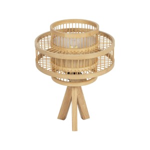 GLOBOSTAR® TULUM 01991 Boho Επιτραπέζιο Φωτιστικό Πορτατίφ με Ντουί 1 x E27 AC 220-240V IP20 - Μπεζ - Μ30 x Π30 x Υ41cm