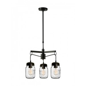 ΚΡΕΜΑΣΤΟ Φ/Σ 3ΧΕ27 ΜΑΥΡΟ ΜΕΤΑΛΛΙΚΟ+ΓΥΑΛΙ Φ45ΧΗ95CM