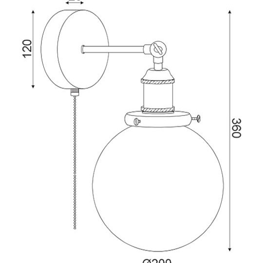 ΕΠΙΤΟΙΧΟ Φ/Σ 1ΧΕ27 ΜΑΥΡΟ ΜΕΤΑΛΛΟ+ΓΥΑΛΙ Φ20ΧΗ38CM
