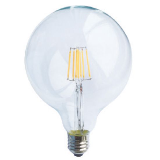 LED FILAMENT E27 G125 8W 2700K 230V AC 890LM RA80