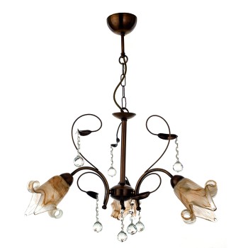 InLight Κρεμαστό φωτιστικό από οξυντέ μέταλλο κρύσταλλα και μελί γυαλί 3XE14 D:60cm (5300-3-BR) InLight Κρεμαστό φωτιστικό από οξυντέ μέταλλο κρύσταλλα και μελί γυαλί 3XE14 D:60cm (5300-3-BR)