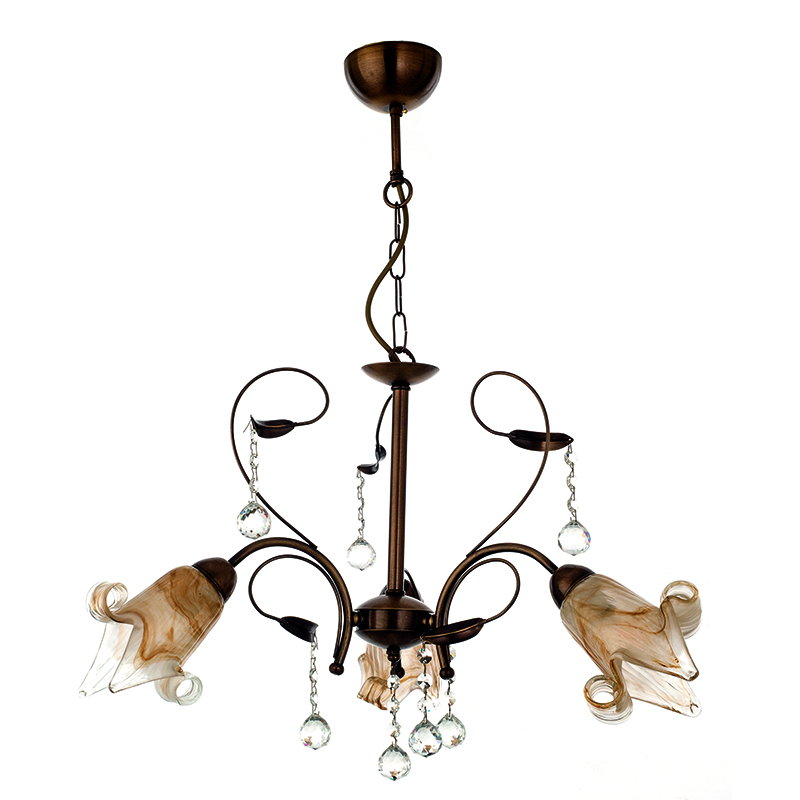 InLight Κρεμαστό φωτιστικό από οξυντέ μέταλλο κρύσταλλα και μελί γυαλί 3XE14 D:60cm (5300-3-BR) InLight Κρεμαστό φωτιστικό από οξυντέ μέταλλο κρύσταλλα και μελί γυαλί 3XE14 D:60cm (5300-3-BR)