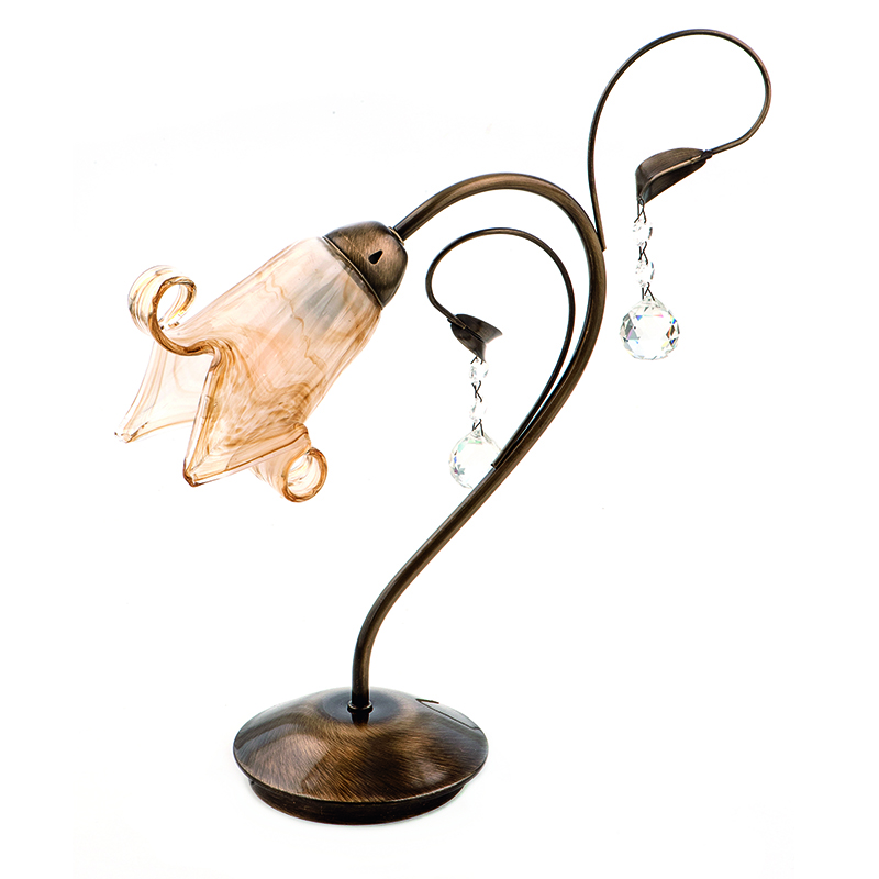 InLight Επιτραπέζιο φωτιστικό από οξυντέ μέταλλο κρύσταλλα και μελί γυαλί 1XE14 D:30cm (3427-BR) InLight Επιτραπέζιο φωτιστικό από οξυντέ μέταλλο κρύσταλλα και μελί γυαλί 1XE14 D:30cm (3427-BR)