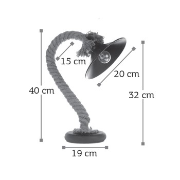 InLight Επιτραπέζιο φωτιστικό από καφέ σχοινί και λευκό μέταλλο 1XE27 D:32cm (3438-WH) InLight Επιτραπέζιο φωτιστικό από καφέ σχοινί και λευκό μέταλλο 1XE27 D:32cm (3438-WH)