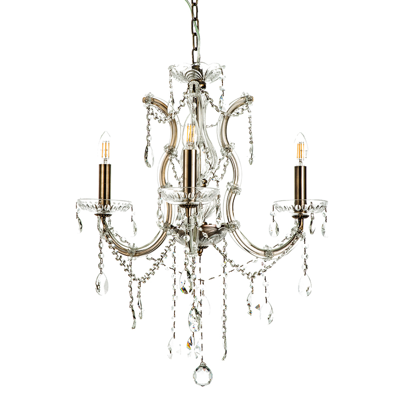 InLight Κρεμαστό φωτιστικό από οξυντέ μέταλλο γυαλί και κρύσταλλα 3XE14 D:45cm (5244-3-Οξυντέ)