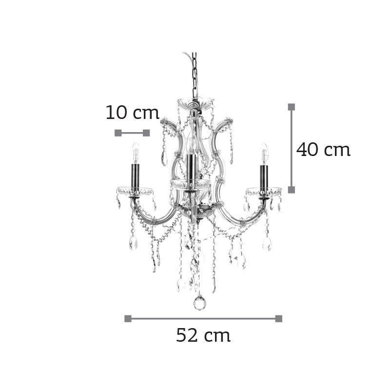 InLight Κρεμαστό φωτιστικό από οξυντέ μέταλλο γυαλί και κρύσταλλα 3XE14 D:45cm (5244-3-Οξυντέ)