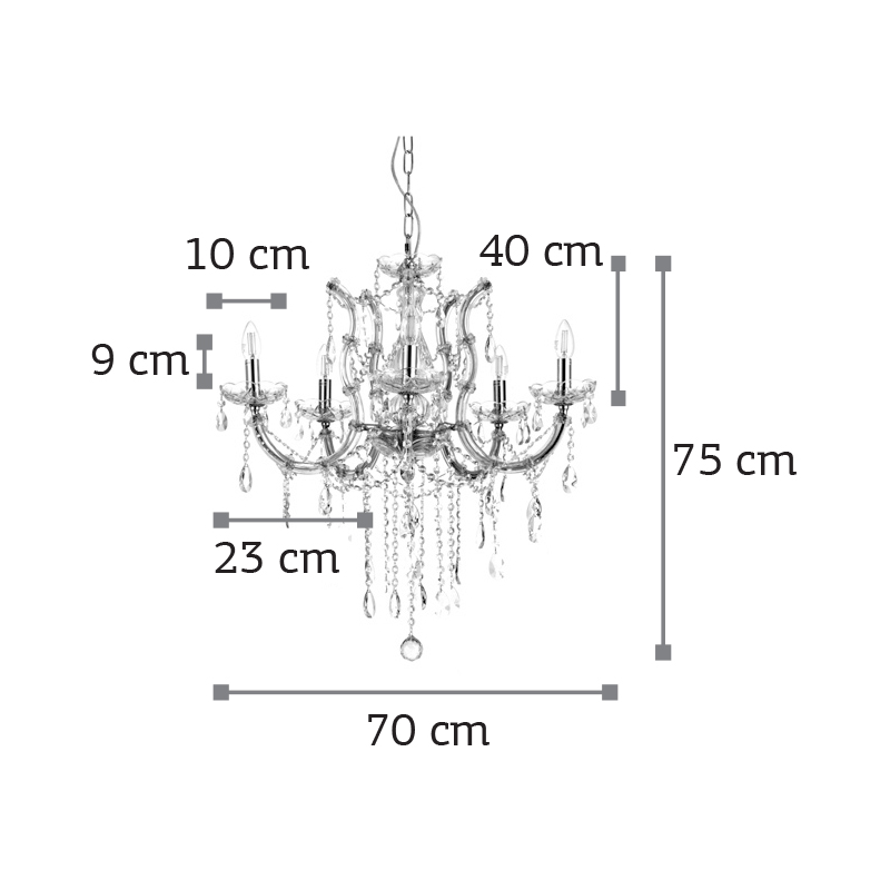 InLight Κρεμαστό φωτιστικό από χρώμιο μέταλλο γυαλί και κρύσταλλα 6XE14 D:70cm (5244-6-Χρώμιο) InLight Κρεμαστό φωτιστικό από χρώμιο μέταλλο γυαλί και κρύσταλλα 6XE14 D:70cm (5244-6-Χρώμιο)