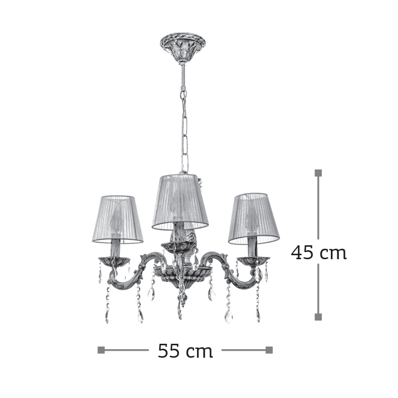 InLight Κρεμαστό φωτιστικό από μέταλλο σε μπεζ πατίνα και κρύσταλλα 3XE14 D:55cm (5304-3) InLight Κρεμαστό φωτιστικό από μέταλλο σε μπεζ πατίνα και κρύσταλλα 3XE14 D:55cm (5304-3)