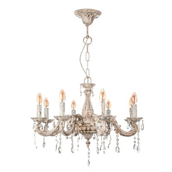 InLight Κρεμαστό φωτιστικό από μέταλλο σε μπεζ πατίνα και κρύσταλλα 8XE14 D:65cm (5304-8) InLight Κρεμαστό φωτιστικό από μέταλλο σε μπεζ πατίνα και κρύσταλλα 8XE14 D:65cm (5304-8)