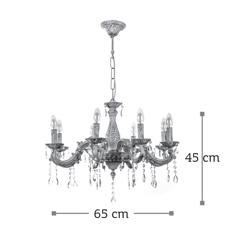 InLight Κρεμαστό φωτιστικό από μέταλλο σε μπεζ πατίνα και κρύσταλλα 8XE14 D:65cm (5304-8) InLight Κρεμαστό φωτιστικό από μέταλλο σε μπεζ πατίνα και κρύσταλλα 8XE14 D:65cm (5304-8)