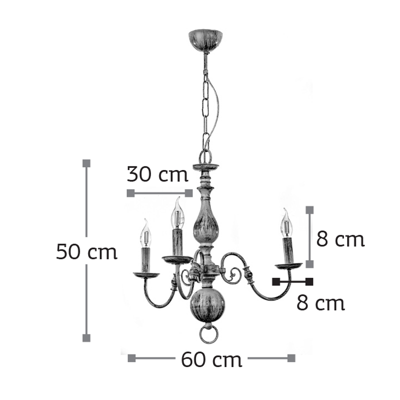 InLight Κρεμαστό φωτιστικό από μέταλλο σε λευκή πατίνα 3XE14 D:60cm (5311-3)