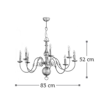 InLight Κρεμαστό φωτιστικό από μέταλλο σε λευκή πατίνα 8XE14 D:83cm (5311-8) InLight Κρεμαστό φωτιστικό από μέταλλο σε λευκή πατίνα 8XE14 D:83cm (5311-8)
