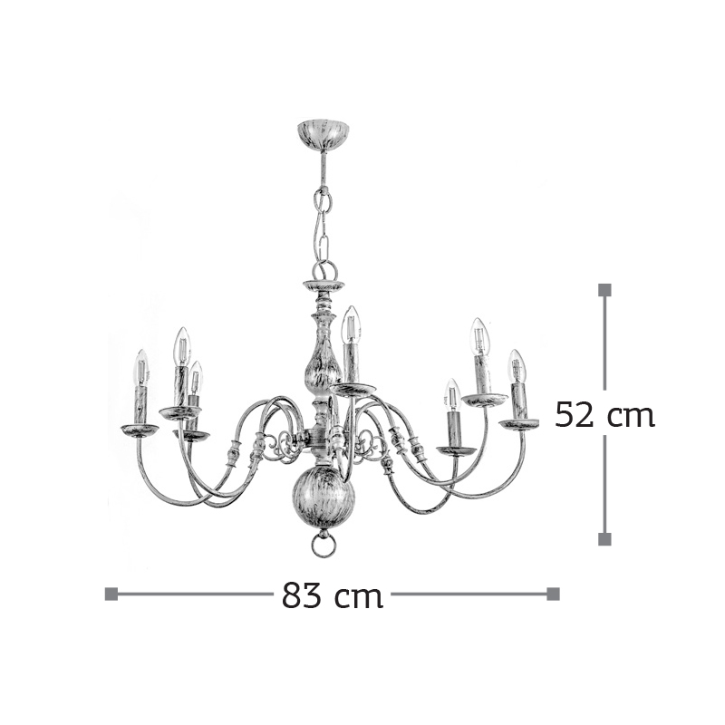 InLight Κρεμαστό φωτιστικό από μέταλλο σε λευκή πατίνα 8XE14 D:83cm (5311-8) InLight Κρεμαστό φωτιστικό από μέταλλο σε λευκή πατίνα 8XE14 D:83cm (5311-8)