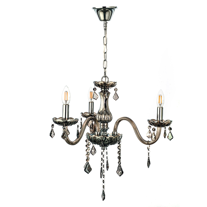 InLight Κρεμαστό φωτιστικό από φιμέ γυαλί και κρύσταλλα 3XE14 D:55cm (5314-3-FIME) InLight Κρεμαστό φωτιστικό από φιμέ γυαλί και κρύσταλλα 3XE14 D:55cm (5314-3-FIME)