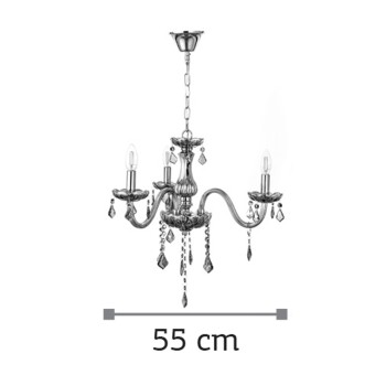InLight Κρεμαστό φωτιστικό από φιμέ γυαλί και κρύσταλλα 3XE14 D:55cm (5314-3-FIME) InLight Κρεμαστό φωτιστικό από φιμέ γυαλί και κρύσταλλα 3XE14 D:55cm (5314-3-FIME)