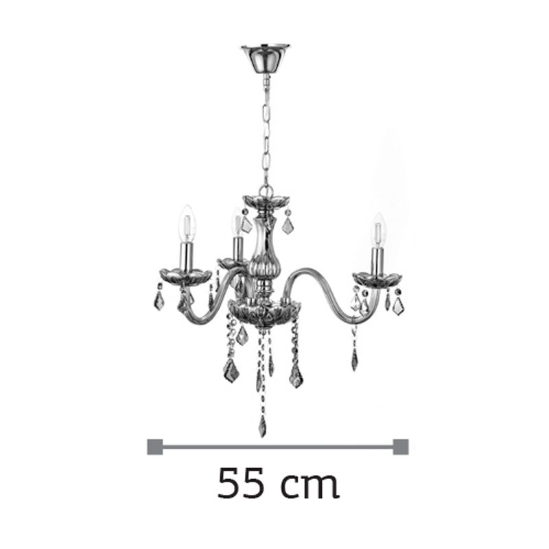 InLight Κρεμαστό φωτιστικό από φιμέ γυαλί και κρύσταλλα 3XE14 D:55cm (5314-3-FIME) InLight Κρεμαστό φωτιστικό από φιμέ γυαλί και κρύσταλλα 3XE14 D:55cm (5314-3-FIME)