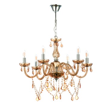 InLight Κρεμαστό φωτιστικό από μελί γυαλί και κρύσταλλα 6XE14 D:68cm (5314-6-AMBER) InLight Κρεμαστό φωτιστικό από μελί γυαλί και κρύσταλλα 6XE14 D:68cm (5314-6-AMBER)