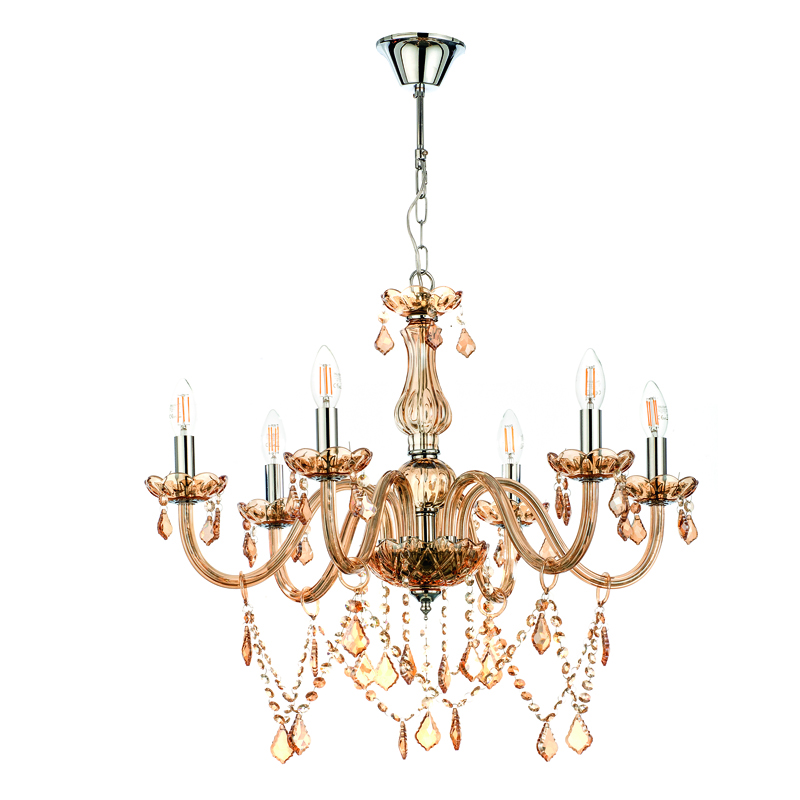 InLight Κρεμαστό φωτιστικό από μελί γυαλί και κρύσταλλα 6XE14 D:68cm (5314-6-AMBER) InLight Κρεμαστό φωτιστικό από μελί γυαλί και κρύσταλλα 6XE14 D:68cm (5314-6-AMBER)