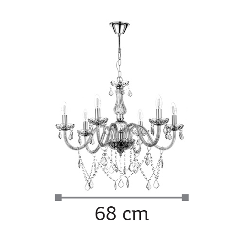 InLight Κρεμαστό φωτιστικό από μελί γυαλί και κρύσταλλα 6XE14 D:68cm (5314-6-AMBER) InLight Κρεμαστό φωτιστικό από μελί γυαλί και κρύσταλλα 6XE14 D:68cm (5314-6-AMBER)