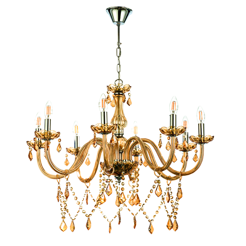 InLight Κρεμαστό φωτιστικό από μελί γυαλί και κρύσταλλα 8XE14 D:75cm (5314-8-AMBER) InLight Κρεμαστό φωτιστικό από μελί γυαλί και κρύσταλλα 8XE14 D:75cm (5314-8-AMBER)